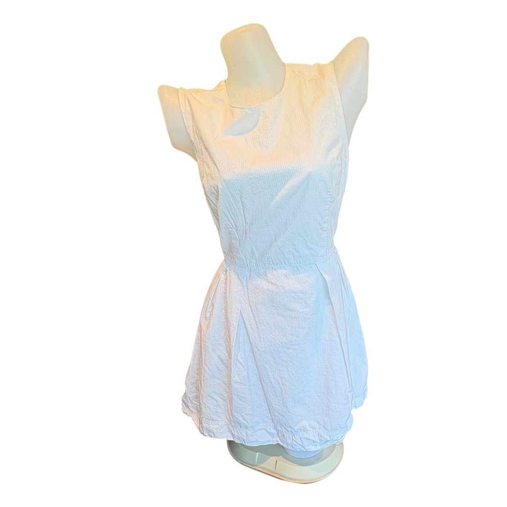 ♾️Vintage 90s GAP White Sleeveless Poplin Cotton Pleated Mini Dress Size 2♾️